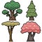 Pixel art various nature tree set