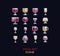 Pixel art vector illustration - red, white, rose, cider, mulled wine glasses. Pixel art design vine icons on dark