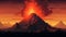 Pixel Art Volcano: Anime-inspired Illustration With Tonalist Style