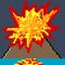 Pixel art with volcano mountain