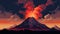 Pixel Art Volcano: A Western-themed Illustration With Tonalist And Pop Art Influences