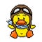 Pixel baby pilot duck image vector