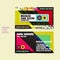 Pixel background vector business card set