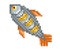 Pixel baked fish style icon. Vector illustration