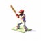 Pixel Baseball Player In Isometric Style: Diorama Carving Sculpture