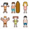 Pixel beach people with medical mask.