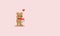 Pixel bear with flower bouquet.Valentine`s day.8bit.