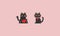 Pixel black cat with red heart.Valentine.8bit animal.