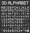 Pixel block alphabet, 3d retro font