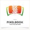 Pixel Book Logo. Digital Book Logo Design Template Inspiration