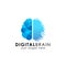 Pixel brain logo design. digital brain logo design in pixel art