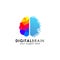 pixel brain logo design. digital brain logo design in pixel art