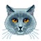 Pixel british blue cat face isolated vector