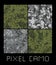 Pixel camo seamless pattern Big set. Green, forest, jungle, urban, brown camouflages.