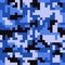 Pixel camo seamless pattern. Fashion blue trendy camouflage for game industry