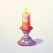 Pixel Candle Illustration: Vibrant Rococo Pastels And Neon Colors