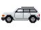 Pixel car. Off road vehicle side view. Vector flat graphic illustration isolated on white background.