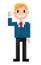 Pixel Character Man Waving Hand and Smiling Vector