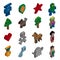 Pixel characters isometric
