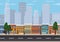 Pixel cityscape, 8 bit pixel art game landscape