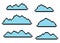 Pixel clouds blue vector set isolated