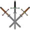 Pixel composition of three crossed swords