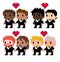 Pixel couples of diverse men getting married - vector, isolated