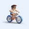 Pixel Cyclist: A Playful Voxel Art Game In Blue And White