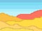 Pixel desert landscape with sand dunes. Retro 8-bit video game of the 90s in 2D. Pixel art design for games, apps, banners