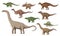 Pixel dinosaur characters, 8 bit game animals set