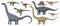 Pixel dinosaur characters, 8bit arcade game animal