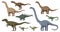 Pixel dinosaur characters, 8bit game dino animals