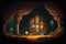 Pixel dotted cave concept art