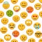 Pixel emoji seamless pattern, repeated background