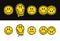 Pixel emoji smile set. Various pixel art smile that melts and dripping, happy and sad.