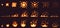 Pixel fire animation. Red hot flame, burning effect fire border and fiery explosion vector illustration set. Pixelated 8