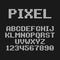 Pixel flat font. Font for pixel games, digital displays.