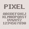 Pixel flat font. Font for pixel games, digital displays.