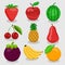 Pixel fruits for games icons