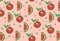Pixel fruits watermelon and apple wallpaper pattern