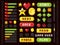 Pixel game buttons, navigation and notation elements and symbols vector set