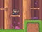 Pixel game interface, characters, man in wood with monsters, spider and slime attacking, 2d texture