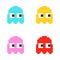 Pixel ghosts in video game pacman. Classic set ghost.