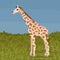 Pixel giraffe on a grass.