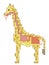 Pixel giraffe icons with simple maze inside. Educational art with digestive system of an african long neck animal
