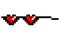 Pixel glasses meme. Like a boss meme. Pixelation, accessory optical fashion. 8 bit funky logo icon. Vector cartoon