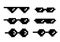 Pixel glasses meme set. Funny 8bit boss spectacles collection, gangster or mafia sunglasses retro style on white