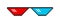 Pixel glasses. Minecraft glasses. Spectacles for meme. Sunglasses with red and blue for thug, boss, rapper and gangster. 8bit game