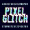 Pixel Glitch alphabet font. Digital distort letters and numbers.