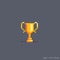 Pixel golden winner cup.Vector illustration.